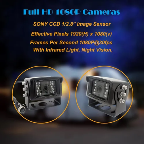 Miniatura 4 de Monitor de 7 pulgadas 1080P Sistema de cámara de visión trasera con cable, grabadora DVR, compatible con tarjeta SD de 256 GB, entrada de 4 canales