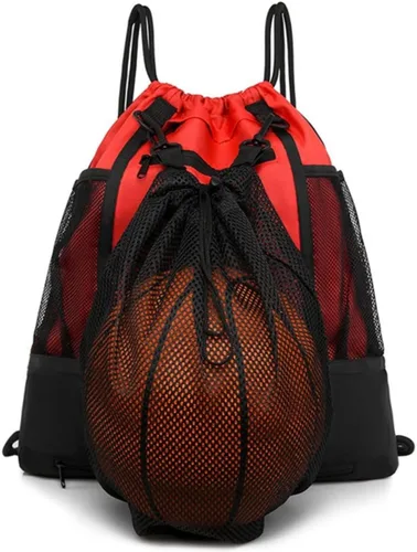 Miniatura 11 de STAY GENT - Mochila con cordón de baloncesto para niños, mochila de fútbol plegable, bolsa de gimnasio, mochila deportiva con bolsa de malla