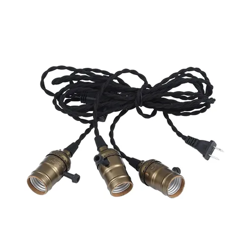 Simple Deluxe Kit de cable de luz colgante vintage de 15 pies para decoración de interiores, soporte con un interruptor de control independiente, 3,