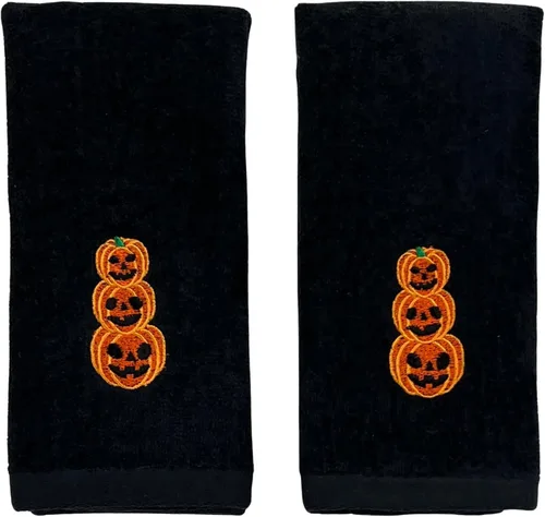 Miniatura 13 de Serafina Home Toallas de mano de baño de Halloween, fantasmas bordados, diseño Boo, juego de 2, color negro, 16 x 25 pulgadas