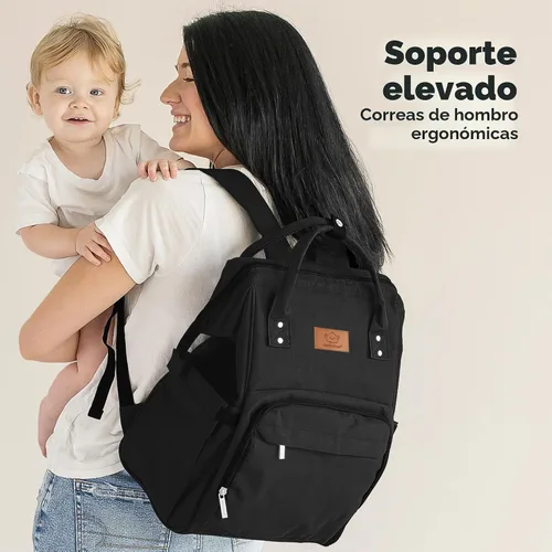 Miniatura 7 de KeaBabies - Mochila pañalera grande impermeable para viajes Color negro.