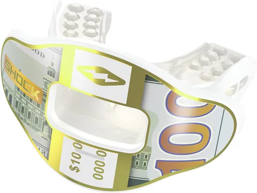 Miniatura 13 de Shock Doctor Protector de labios, protector bucal para adultos y jóvenes con correa, boquilla de fútbol transpirable de apertura ancha para jóvenes