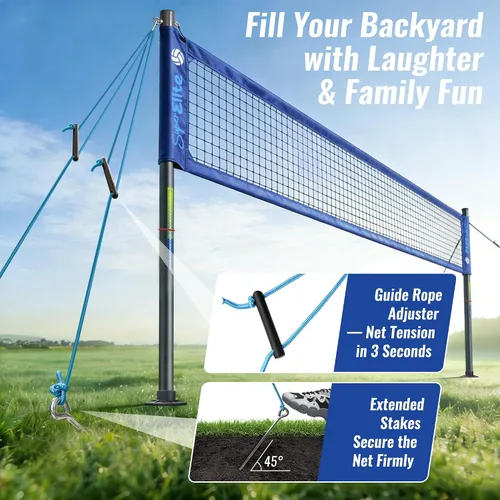 Miniatura 5 de Professional Volleyball Net Set Heavy Duty for Outdoor Backyard Portable with Aluminum Scoring Poles, Nets System, Adjustable Regulation Height