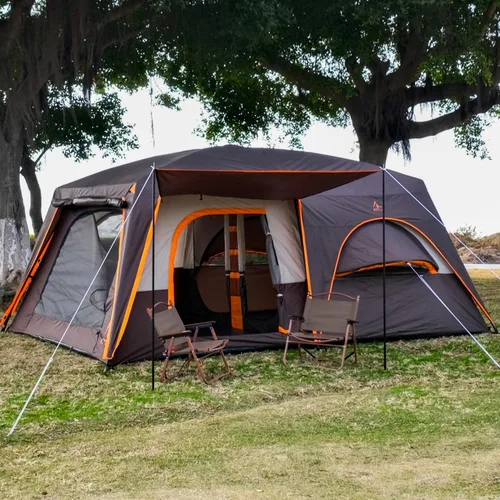 Miniatura 2 de KTT Extra Large Tent 12 Person,Family Cabin Tents,2 Bay-Windows,2 Rooms and 3 Doors 3 Windows with Mesh,Waterproof,Straight Wall,Double Layer,Big