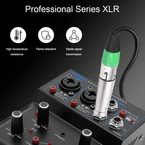 Miniatura 3 de XLR 3 pines hembra macho a 1/4" 0.250 in macho audio mono adaptador TS Socket Jack para mezclador de micrófono, conector XLR convertidor de enchufe