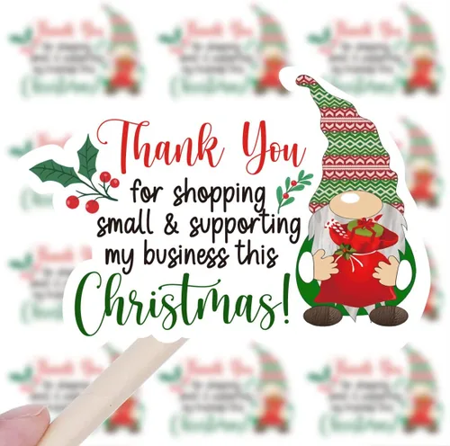 Miniatura 8 de Wailozco 200 calcomanías de gnomo de Feliz Navidad para sobres de pequeñas empresas, paquetes, productos hechos a mano, bolsas, bonitos sellos
