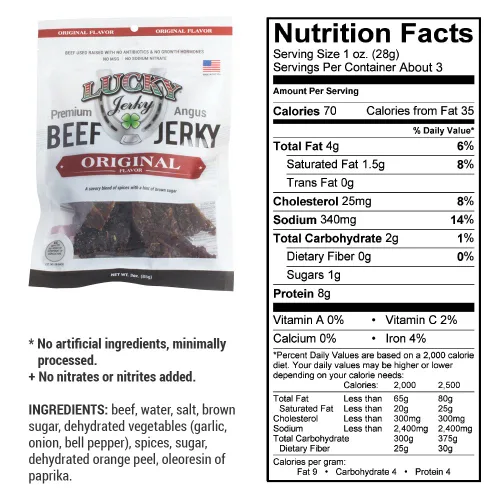 Miniatura 2 de Lucky Beef Jerky - Losa de 3 oz (original, paquete de 4)
