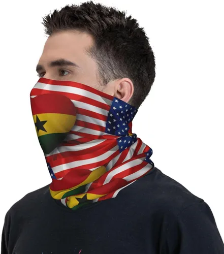 Miniatura 5 de Neck Gaiter Ghana Ghanaian American Flag USA Love Face Cover Scarf Uv Sun Protection Balaclava Head Mask for Men Women Fishing Mask Hiking Cycling