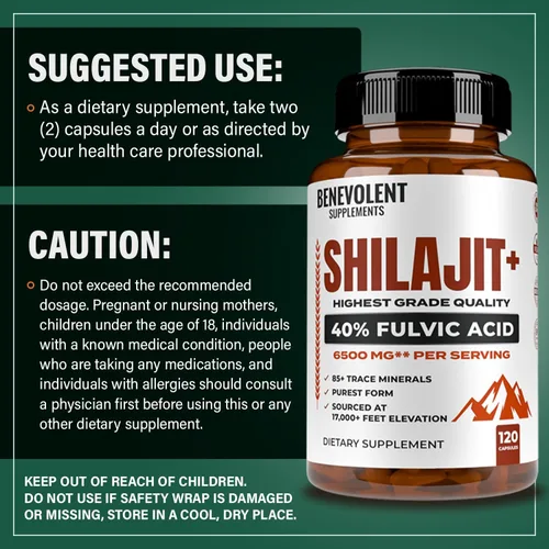 Miniatura 7 de Shilajit de 6,500 mg para hombres y mujeres con 40% de ácido fúlvico (alta absorción) Cápsulas de suplemento Shilajit con más de 85 minerales