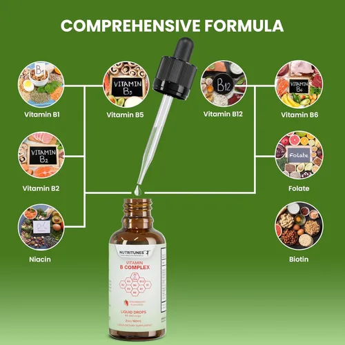 Miniatura 3 de Complejo Líquido de Vitamina B Fresa - 2 fl oz (2.0 fl oz) Features Liquid Drops, Strawberry Flavor, Methyl B12, Folate, and Easy-to-Use Formula
