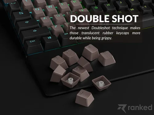 Miniatura 4 de Conjunto de teclas de goma Ranked Doble disparo translúcido Perfil OEM para teclado mecánico de juegos (Café Cuarzo, 23 teclas)