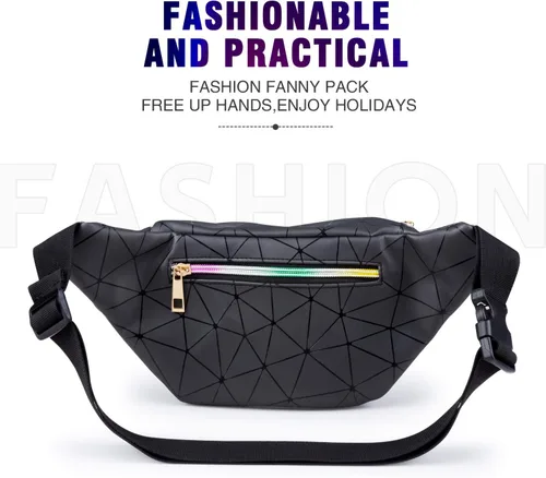 Miniatura 9 de JECIMER Riñonera para mujeres y hombres, Riñonera de moda para niñas, adolescentes y niños con 5 bolsas, cinturón negro, paquete de cintura, bolsa