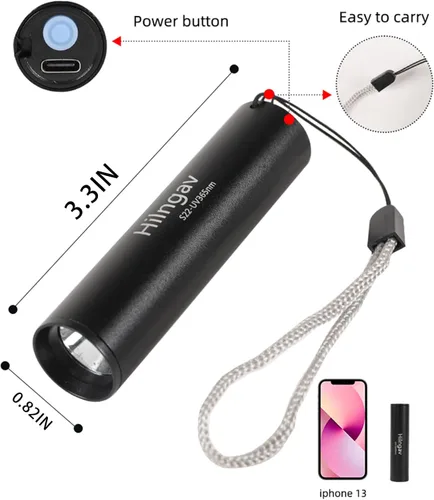 Miniatura 7 de 4 Pack de linternas recargables de luz negra pequeña UV, luz negra mini 395 NM 365 NM, linternas de luz negra USB C de carga, linterna de mano LED