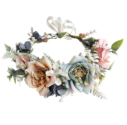 Corona floral para mujer, diadema floral para el cabello, corona de flores, halo bohemio, fiesta, baile de graduación, fotos