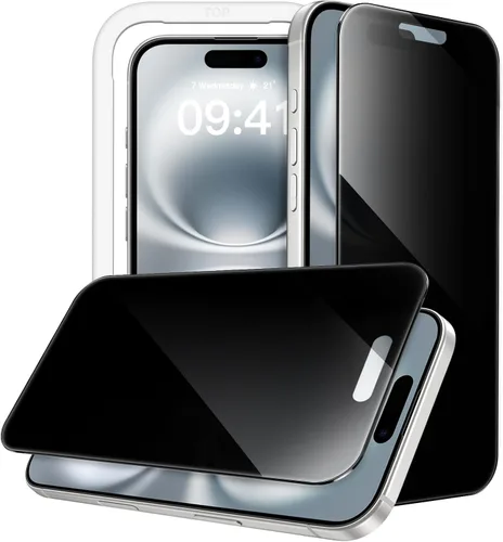Miniatura 17 de JETech Protector de pantalla de privacidad de 360 grados para iPhone 15 de 6.1 pulgadas, película de vidrio templado antiespía de 4 vías