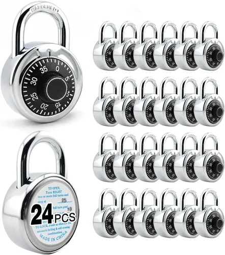 Miniatura 12 de ZonRo Candado de combinación de cerraduras, candado de combinación de esfera fija, paquete de 1, 2 pulgadas de ancho, tocadiscos negros, cerradura
