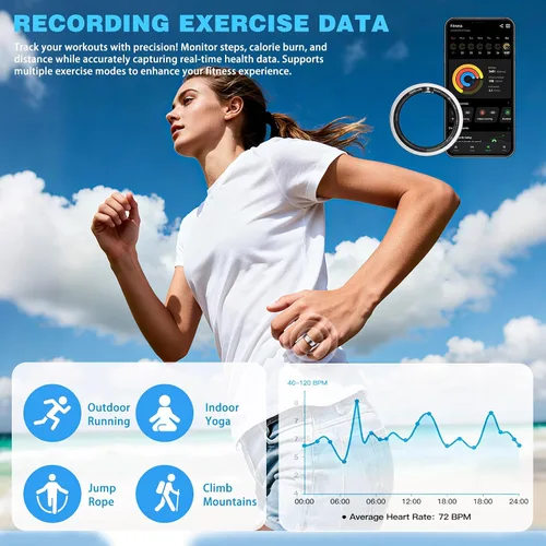 Miniatura 4 de Anillo inteligente para mujeres y hombres, rastreador de actividad, SpO2, monitor de frecuencia cardíaca, monitoreo del sueño, anillo de fitness