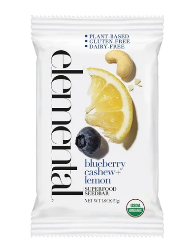 Elemental Superfood Seedbars - Limón de anacardo y arándano, 1.8 onzas, paquete de 12, 100% orgánico certificado, verificado sin OMG, sin gluten,