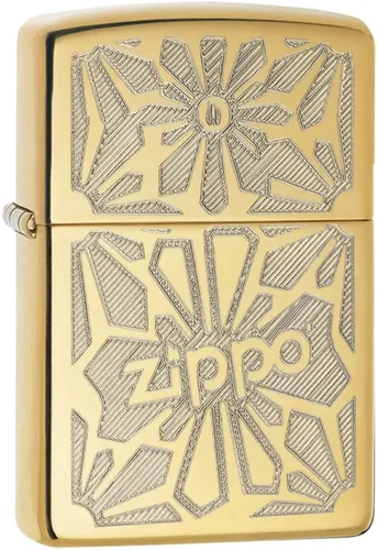 Miniatura 15 de Encendedor de bolsillo Zippo negro mate con diseño de logo de Zippo Logotipo de oro mate negro