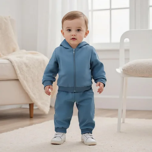 Miniatura 285 de Conjunto de ropa de otoño e invierno para bebé y niño, sudadera larga con capucha y pantalones para niños pequeños, 6, 12, 18, 24 meses, 2T