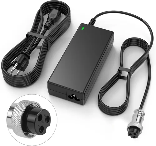 44V 1.8A Cargador de batería de plomo ácido XLR hembra de 3 pines con cable de alimentación en línea de 3 puntas para Boreem Jia, Minimoto, Rad2Go,