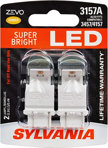 SYLVANIA - Bombilla LED ámbar 3157 ZEVO - Bombilla LED brillante, ideal para luces de estacionamiento y giro (contiene 2 bombillas)