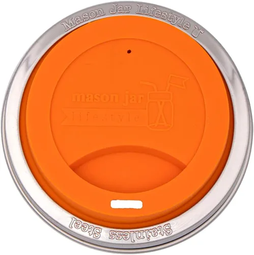 Miniatura 5 de Tapa de silicona para beber con banda de acero inoxidable para tarros Mason (Americana multicolor, boca regular)