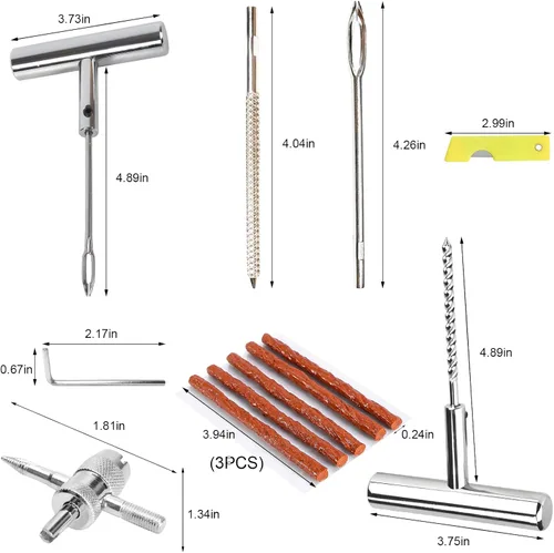 Miniatura 2 de Juego de 22 piezas de reparación de neumáticos, tapones de reparación de goma resistentes con herramientas profesionales, kit de parche universal