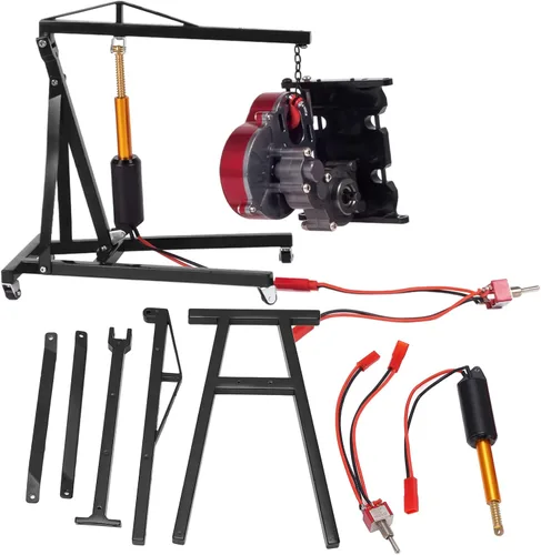 Grúa de motor RC, colgador eléctrico modelo de coche grúa Jack universal para vehículos de control remoto a escala 1/8 1/10 (negro)
