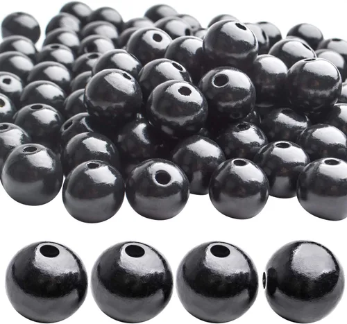 Miniatura 9 de Aylifu Cuentas de madera blancas, 100 cuentas de madera redondas de 0.787 pulgadas (0.787 in), cuentas espaciadoras sueltas con agujero grande