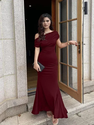 Miniatura 6 de YMDUCH Vestido de noche para mujer, elegante, sin mangas, con hombros descubiertos, ajustado, largo, formal, para fiesta