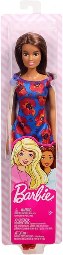 Miniatura 6 de Barbie - Muñeca Fashionista con Pelo Castaño y Vestido Azul con Flores (Mattel GBK94), Multicolor