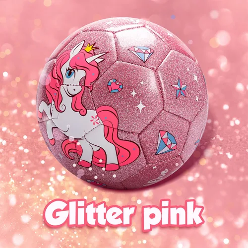 Miniatura 3 de Balón de fútbol tamaño 4, tamaño 3, tamaño 2 con bomba desinflada, juguetes de dinosaurio de unicornio con purpurina para niños pequeños