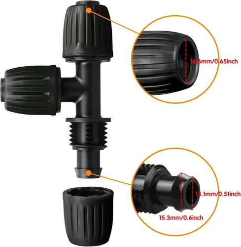 Miniatura 5 de Accesorios de riego por goteo para tubos de goteo de 1/2 pulgada (1/2 pulgada de diámetro interior x 0.65 pulgadas de diámetro), 10 piezas de 1/2
