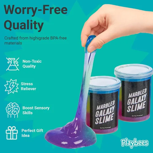Miniatura 3 de Slime de unicornio de galaxia marmolada – Paquete de 12 – Kit de unicornio cósmico para estimulación sensorial y juego creativo, regalo perfecto