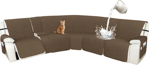 Miniatura 78 de Arfntevss Fundas de sofá modular reclinable, 100% impermeable, en forma de L, para sillón reclinable en forma de L, funda seccional lavable