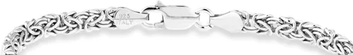 Miniatura 2 de Miabella Pulsera de cadena de eslabones bizantinos planos de plata de ley 925 de 0.157in para mujeres y adolescentes, fabricada en Italia