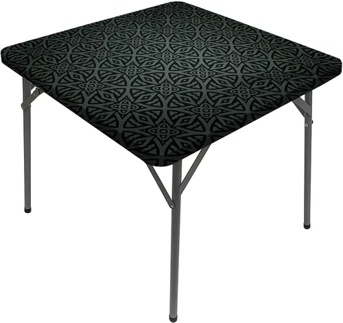 Miniatura 12 de Mantel cuadrado gris oscuro, patrón geométrico oriental marroquí, celosía cuadrada, se adapta a mesas de 24 x 24 pulgadas, para exteriores