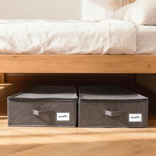 Miniatura 6 de Paquete de 2 recipientes grandes de almacenamiento debajo de la cama con tapa, organizador de almacenamiento de ropa ultra grueso debajo de la cama