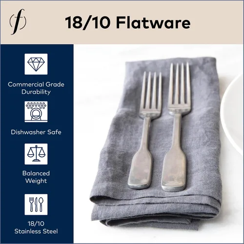 Miniatura 3 de FORTESSA Ashton - Cubiertos de acero inoxidable 18/10, ajuste de lugar de 5 piezas con cuchillo, tenedores y cucharas (servicio para 1), apto