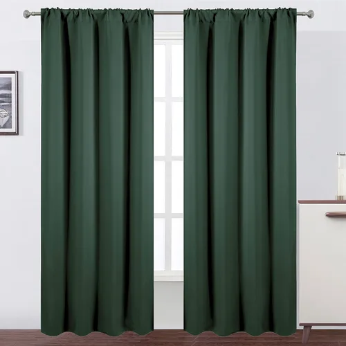 Miniatura 100 de LEMOMO Cortinas opacas negras para cocina, 42 x 45 pulgadas, juego de 2 paneles de cortinas opacas con bolsillo para cortinero para ventana pequeña