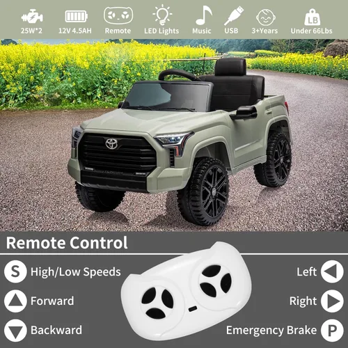 Miniatura 6 de Camión de Juguete, Toyota Tundra con Licencia de 12V Camión de Juguete con Control Remoto, Auto Eléctrico a Batería con Ruedas Resistentes al