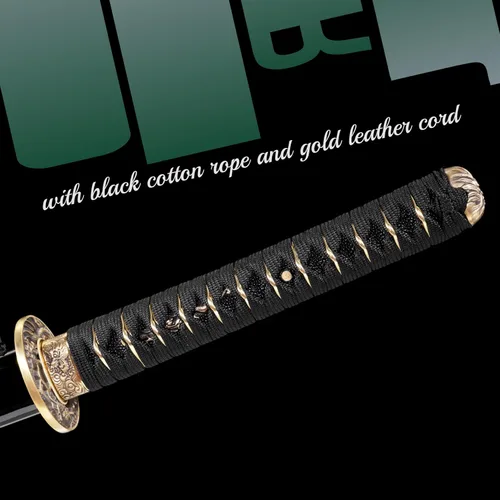Miniatura 6 de Katana，Hand-Forged Katana Sword，Razor-Sharp 1095 & T10 Damascus Steel Blade, Full-Tang Structure for Martial Arts Practice, Collector's Display