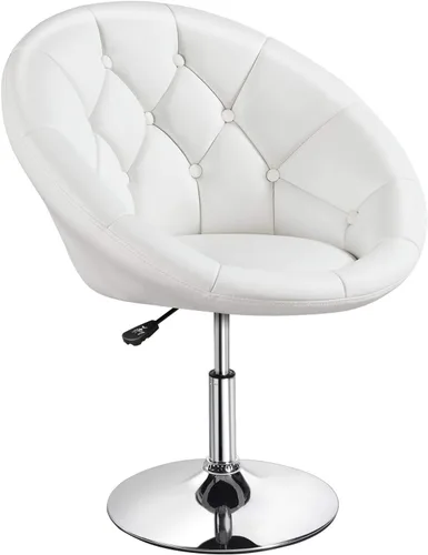 Miniatura 10 de Yaheetech Silla contemporánea con respaldo tapizado redondo, altura ajustable, giratoria, moderna, para tocador, negra