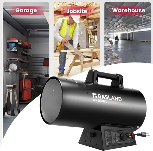 Miniatura 6 de GASLAND Flame Jet Calentador de Aire Forzado de Propano de 125,000 BTU, Calentador de Propano Portátil para Garaje, Taller, Sitio de Trabajo