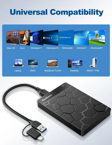 Miniatura 3 de Discos duros externos de 500 GB, disco duro portátil para Windows, disco duro externo ultradelgado, compatible con PC, MAC, laptop, PS4, Xbox one