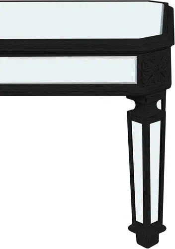 Miniatura 7 de Polibi Mesa de centro con espejo plateado, mesa central rectangular tallada vintage de vidrio con acabado de espejo para sala de estar y oficina