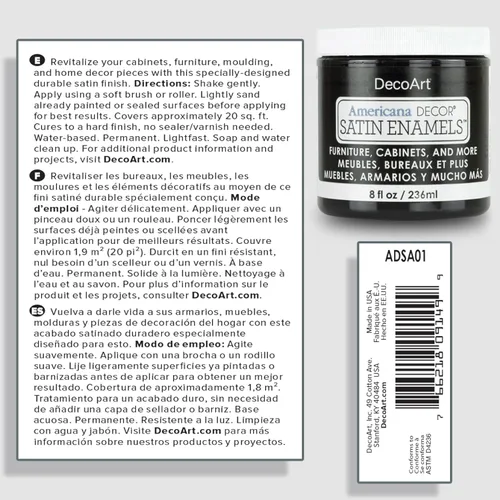 Miniatura 2 de DecoArt Americana Decor - Pintura esmaltada satinada, color negro clásico, paquete de 3 (8 onzas líquidas), pinturas de bricolaje con acabado