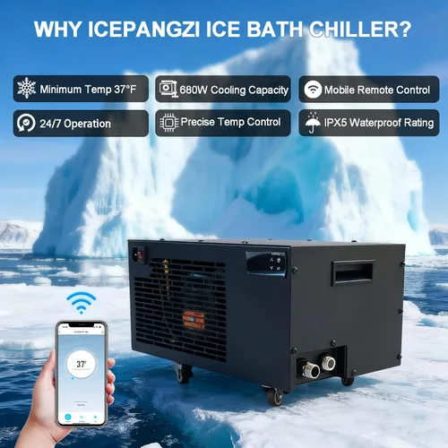 Miniatura 2 de Enfriador de baño de hielo y kit de bañera de inmersión fría, enfriador de inmersión en frío de 1/3 HP con 59 pulgadas de largo x 31.5 pulgadas
