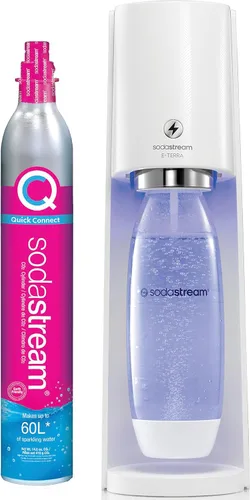 SodaStream E-TERRA - Máquina de agua con gas (blanco) con CO2 y botella de carbonatación